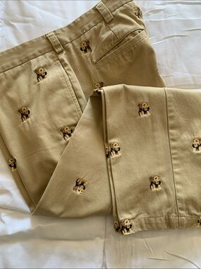Orvis Men’s 38 Yellow Lab Embroidered Khaki Chino Pants Length 28